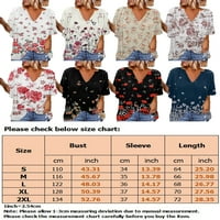 Capreze ženske boemske košulje od cvjetnih tiska Ruched labavi tunički vrhovi V izrez kratkih rukava