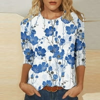 Aueooeo ženska bluza, ženska tiskana majica Crewneck rukava za bluze casual labava majica Tuničke vrhove