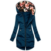 Zip up dukseve za žene plus veličine tanka cvjetna jakna za jaknu džep dugih rukava dugih rukava