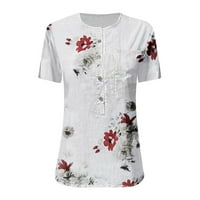 Žene Ljeto Ležerne prilike Trendi cvjetni print kratkih rukava majica Dugme Dugme pulover bluza vrhovi