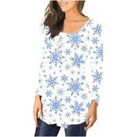 Žene Ležerne prilike za majicu Odštampani dugi rukav okrugli izrez Ruched pulover Bluze Tops hot8sl4868865