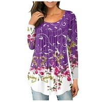 Pleted dugih rukava izlasci za žene Ležerne prilike tuničke pulover bluze trendi okrugle bluze cvjetne