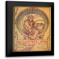 Vintage Apple Collection Crni moderni uokvireni muzej umjetnički print naslovljen - Mucha Quarter Latin