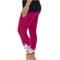 Ylioge pantalone sa čvrstim bojama za žene rastezanje normalnog salona za struk Zimske nogavice čipkasti