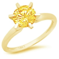 CT sjajan okrugli rez Clear Simulirani dijamant 18k žuti zlatni pasijans prsten SZ 8