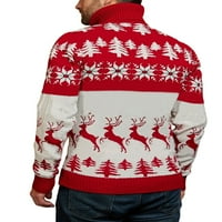 Muški božićni visoki vrat pleteni jacquard džemper s dugim rukavima