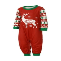 Sunsery Christmas Christmas Obitelj Pijamas, jeleni od košulje s dugim rukavima + prugaste hlače