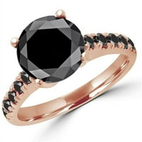 Veličanstvo dijamanti MD160187-5. 3. CTW okrugli crno-plavi dijamantni rubni zaručni prsten u 14k ružičastog