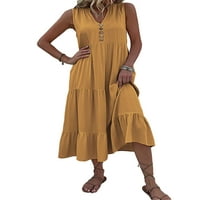 Rejlun Women Maxi haljine bez rukava Summer Beach Sandress V izrez duga haljina havajska nabora za zabavu