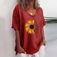 Žene Ljetne bluze Ženski okrugli dekolte Kratki rukav Pulover Tunic Tops modne povremene majice Tee