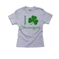 Shamrock voli Shenanigans St. Patrick's Day Girl Pamučna mladost siva majica