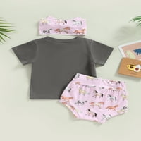 Jaweiwi Baby Girl Ljetna odjeća set pisma Ispis kratkih rukava CATC CATH majica Print Print Elastične