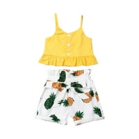 Canrulo Toddler Kid Baby Girls Odjeća Sling vrhovi prsluk od ruka od ananasa Hlače za odmor ljeto odijelo