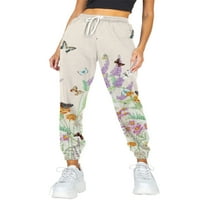 Grianlook dame Lounge High Squiste pantalone za crtanje cvjetnog tiska Yoga Pant Sport Butterfly Ispiši