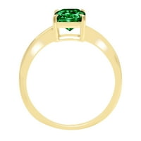 1.0ct blistavo zeleno simulirano smaragdno 18k žuti zlatni godišnjički zaručni prsten veličine 9