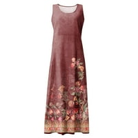 SKSLOEEG haljine za žene Elegantne modne žene Ljeto Vintage cvijeće tiskano kauzalno V-izrez Dugme s