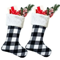 Božićne čarape viseći ukrasi Fluffy Top Tartan Tassels Pokloni ukras za višekratnu upotrebu