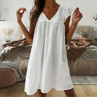 Padort Maxi haljine za žene Linijske ljuljačke haljine Ljetne kratke ruhove casual haljine bijele, 2xl