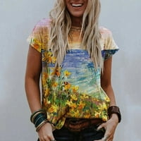 Ženski cvjetni lik Ispiši V-izrez kratkih rukava The Majice Bluza XL