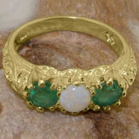 Britanci napravio 10k žuto zlatni prsten sa prirodnim rašćivanjem i smaragdnim ženskim prstenom - Opcije