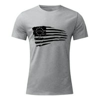 Mens majica Američka zastava Ispis posade vrat kratkih rukava Bluze Ljetne casual labave vrhove