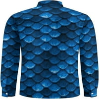 Plave Fish Forges Style Muška košulja dugih rukava s dugim rukavima niz majice za bluze