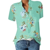 Ženski casual boho cvjetni printirani V izrez za crtanje kratkih majica s dugim rukavima bluze s dugim rukavima