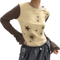 Nova jesenina ženskih vrhova Žene dugih rukava Vintage Star Print Crewneck Casual Top pulover vrhove