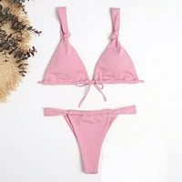 Finelylove dva kupaći kostim za žene lagano obložene sportske grudske stil bikini ružičasti m