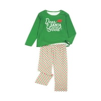 Božićna porodica Usklađivanje pidžama Set Pismo Ispis majica s dugim rukavima + rešetke za štampanje