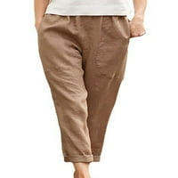 Dno luksuznih ženskih dna ravne pantalone za noge Elastične struke hlače mekani dnevni kaki 3xl