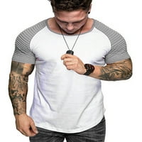WYBZD MENS Patchwork kratki rukav Teretani T-majica Trening Bodybuilding Fitness Workout Slim Fit vrhovi bijeli sivi XL