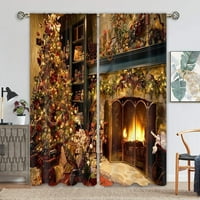 Gomelly Xmas prozor za zavjese Džepne božićne zavjese Luksuzne zavjese cvjetni print Kuhinjski panel