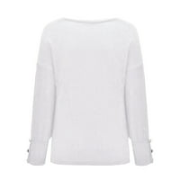 Petort Women Crewneck jesen preveliki džemper pulover casual labav dugih rukava na vrhu bijelog, xl