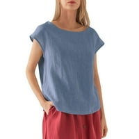 Bazyrey ženske van-ramena vrhovi ženskih kratkih rukava s hemizama modnih tunika majica plava 5xl