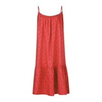 Bazyrey ženske haljine Ljeto bez rukava FIT & FLARE haljine ženske čvrste povremene haljine crvene 2xl