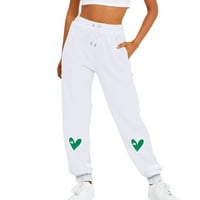 Hanas Hlače ženski modni sport St. Patrickov dan za ispis džepnog koferskog džepa ležerne hlače bijele