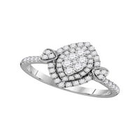 Jewels 14kt Bijelo zlato Žene Okrugli dijamant ovalni dvostruki halo klaster prsten CTTW