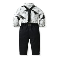 Kali_store odijelo za dječake za dječake zimske dugih rukava Sportske čvrste boje Hlače hlače Set White,