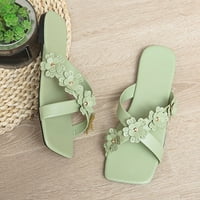 Ženske papuče Žensko cvijeće Ležerne prilike otvorene nožni prste ukrasne solidne ravne plažne sandale