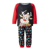 Calsunbaby roditelj-dječji božićni pidžami odijelo, jeleni ispis Raglan vrhovi + gudački svjetla hlače set