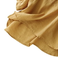 USMIXI ženski vrhovi Dressy Casual Loot Fit Vintage Pamuk posteljina za vez gumb Up Majice Majice Ljetna