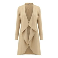 Cardigan za žene Ženska solidna boja modna čvrsta boja rever slim dugačak vjetar kardigan jakna pada