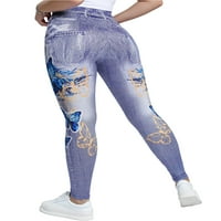 Abtel Women plus veličina gamaše Tummy Control Lažni Jeans Comfy prevelizirani Fau traper pant Dame