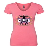Divlji bobby cheerleading all zvijezde djevojke sportske žene junior fit v-izrez tee, vruće ružičaste, x-velike