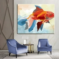Plakati i printoni Vodeni komad zlatna riba boja Slikarstvo Ribe Zidno umjetnost Riblji portretni portretni
