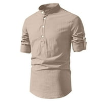 Muška košulja Henley Lood Fit Radne majice Majice za muškarce Poliester Solid Boja dugih rukava za muškarce