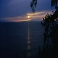Zalazak sunca nad morem, natrka Juan de Fuca, ostrvo Whidbey, Otok Županija, Vašington, Država Poster