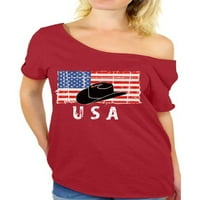 Awkward Styles Cowboy šešir USA Off Shirt Majica 4. srpnja Pokloni za žene Thires i zvijezde Sjedinjene