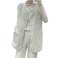 EGMY Ženski džepni prsluk kaput jakna Zimska bez rukava runo od punog odjeća